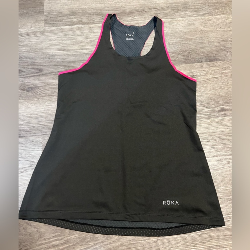 Women's Roka Tank Too Race back Sleeveless Black with Pink trim Size Small